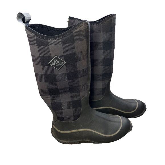 The Original Muck Boot Company Womens Tall Chore Boots Black/Grey Checkered Sz 6 - Picture 3 of 11